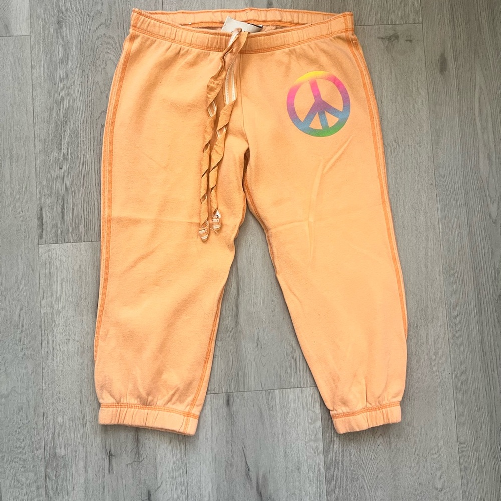 PINK Victoria's Secret Orange Peace Sign Joggers
